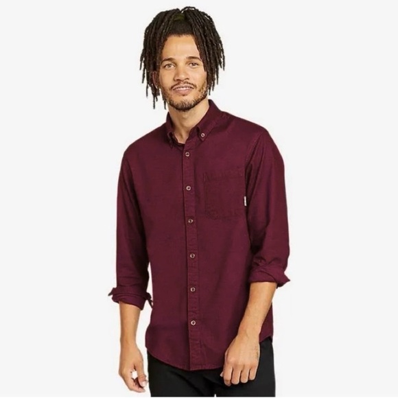 Eddie Bauer Eddie’s Favorite Flannel Classic Buttondown Shirt Burgundy Medium - Picture 1 of 7